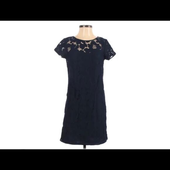LOFT Navy Blue Lace Mini Dress - Picture 2 of 3